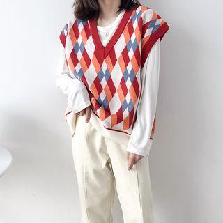 Diamond Pattern Knit Vest