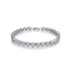 Simple And Bright Geometric Round Bracelet With Cubic Zircon 17cm Silver - One Size