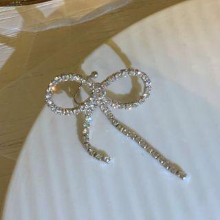 Bow Rhinestone Cuff Earring 1 Pc - Bow Rhinestone Cuff Right Earring - Silver - One Size