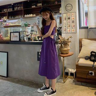 Spaghetti Strap Midi Cutout Dress Purple - One Size