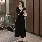 Glitter Ruffled Bell-sleeve A-line Midi Dress