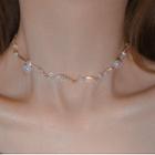 Freshwater Pearl Alloy Choker A3742 - 1pc - Gold & White - One Size