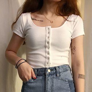 Buttoned Short Sleeve T-shirt