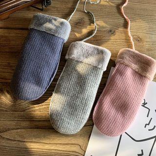 Plain Ribbed Knit Gloves