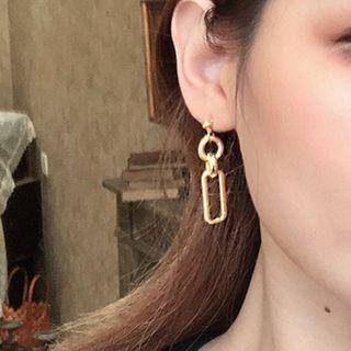 Metal Drop Earring 1 Pair - Ab1818 - Square - Gold - One Size