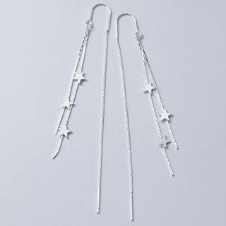 925 Sterling Silver Star Fringed Earring 1 Pair - S925 Silver Earrings - One Size