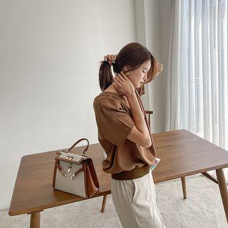 Round-neck Band-hem Blouse
