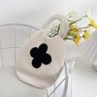 Clover Embroidered Corduroy Handbag Beige - One Size