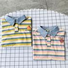 Short-sleeve Striped Polo Shirt Yellow - One Size
