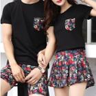 Couple Matching Short-sleeve T-shirt / Floral Shorts / Mini Floral A-line Skirt / Set