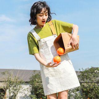 Short-sleeve T-shirt / Two-tone Dungaree Dress / Set