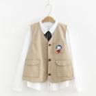 Embroidered Vest Khaki - One Size