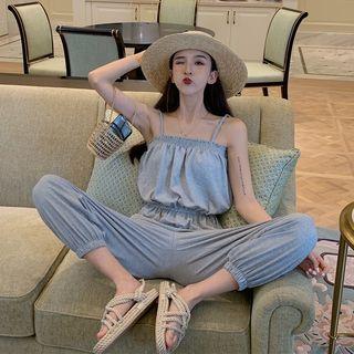 Spaghetti Strap Cropped Harem Jumpsuit