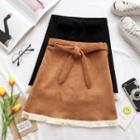Suede Leather Bow-accent Skirt