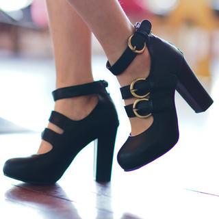Faux-leather Strappy Pumps