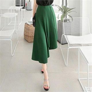 Asymmetric-hem Long Flare Skirt