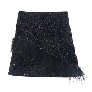 Fringed Glitter Mini A-line Skirt