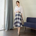Tall Size Flared Long Check Skirt