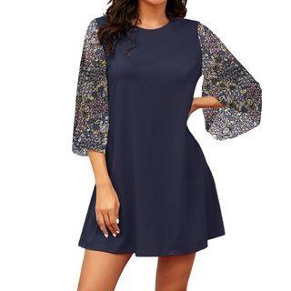 Floral Panel Mini A-line Dress