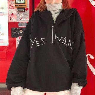 Mock Two-piece Turtleneck Knit Panel Hoodie
