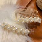 Faux Pearl Hair Comb Gold & White - One Size