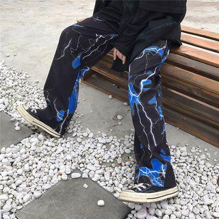Thunder Print Straight-cut Pants
