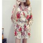 Floral Print Wrapped Chiffon Playsuit