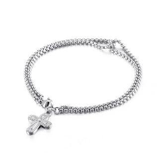 Fashion Classic Cross 316l Stainless Steel Double Bracelet Silver - One Size