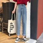 Elastic-waist Straight-leg Jeans