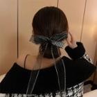Houndstooth Ribbon Hair Tie F554 - Black - One Size