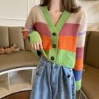 Color Block Cropped Cardigan / Camisole Top