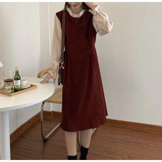 Long-sleeve Ruffle-trim Panel Dress