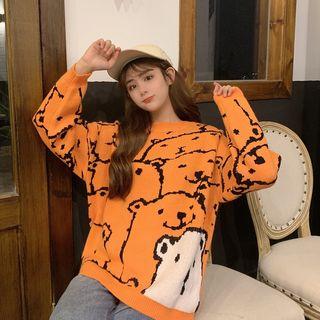 Bear Wide External Long-sleeve Knit Sweater