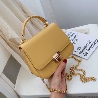 Faux Leather Mini Handbag With Chain Strap