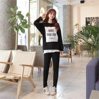 Set: Lettering-patch T-shirt + Sweatpants
