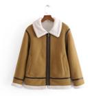 Collared Fleece-lined Zip-up Jacket