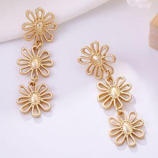 Alloy Flower Earring 1 Pair - 925 Silver Needle Earrings - One Size