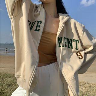 Lettering Zipped Hoodie / Camisole Top