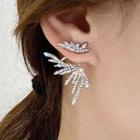Rhinestone Wing Dangle Earring 1 Pair - 925 Silver Needle - Silver - One Size