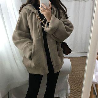 Loose-fit Hooded Zipper Cardigan