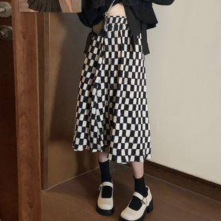 Two Tone Plaid A-line Skirt