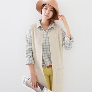 Open-front Long Knit Vest