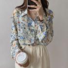 Floral Print Shirt Blue Floral - White - One Size