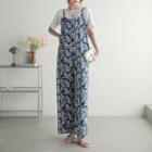 Tie-strap Floral Wide-leg Jumpsuit