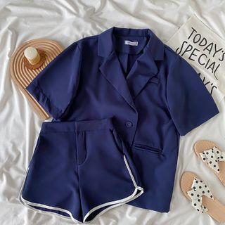 Set - Short-sleeve Blazer + Shorts