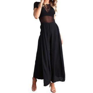 Short-sleeve Slit Jumpsuit