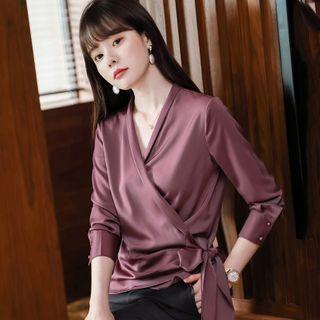 Long-sleeve Side Knot Blouse / Dress Pants