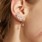 Non-matching Rhinestone Drop Earring / Clip-on Earring