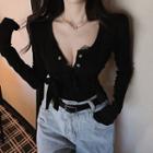 Bow Long-sleeve Cropped T-shirt