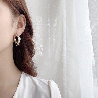Faux Pearl Hoop Earring 1 Pair - E1992 - Gold - One Size